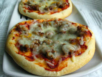 Simple Sausage and Swiss Cheese Mini Pizzas