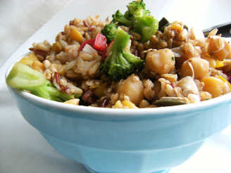 Easy Balsamic Chickpea, Brown Rice & Broccoli Salad