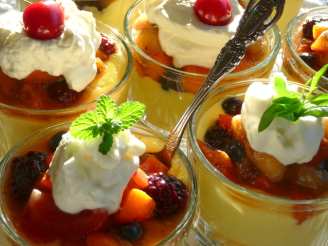 Fresh Fruit and Warm Vanilla Pudding Custard Parfaits