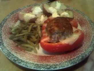 Meatloaf Stuffed Red Peppers