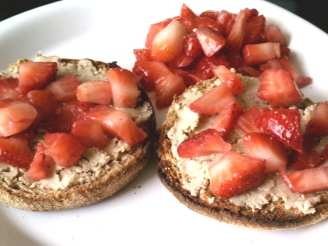 Cashew Butter and Strawberry Topped English Muffin