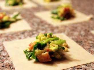 Breakfast Potstickers With Avocado and Goat Cheese