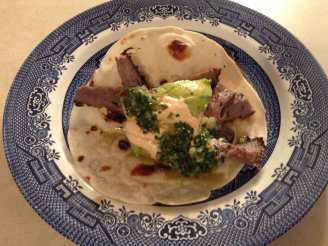Grilled Steak Tacos With Chipotle Cream and Chimichurri