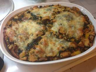 Savory Bread Pudding With Spinach and Mushrooms