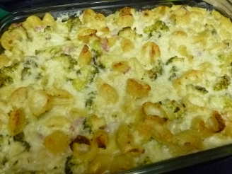 Baked Shells and Broccoli With Ham and Cheesy-Creamy Cauliflower