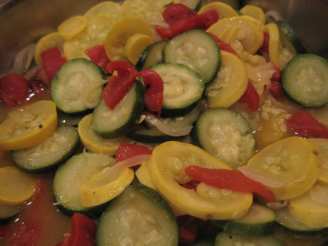 Sauteed Yellow Squash, Zucchini and Roasted Red Peppers