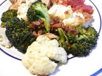 Oven Roasted Cauliflower and Broccoli With Bacon