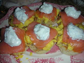 Scrambled Egg Muffins With Smoked Salmon and Sour Cream