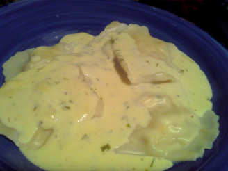 Twisted Butter's Corn Ravioli in Sweet Cilantro Lime Cream Sauce