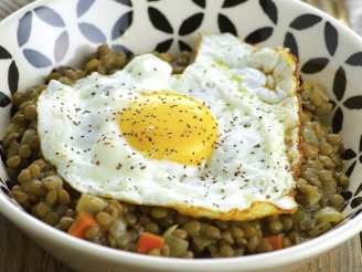 Lentils With Anchovies, Capers, and a Fried Egg