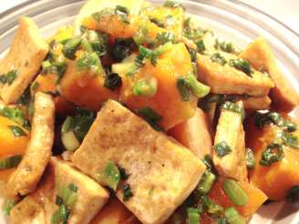 Braised Butternut Squash With Tofu and Green Onions