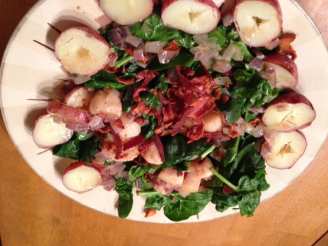 Spinach Salad W/ Pan-Seared Scallops and Warm Bacon Dressing