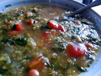 Pink Bean, Quinoa, and Spinach Soup