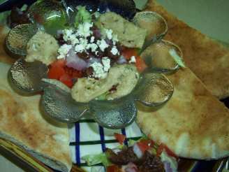 Grilled Chicken, Greek-Style, With Salad and Warm Pita Bread For