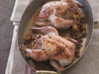 Roasted Game Hens With Spiced Grape and Almond Dressing