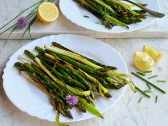 Chargrilled Asparagus & Spring Onions With Chive Flowers