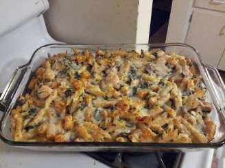Butternut Squash Penne With Chicken, Bacon and Spinach