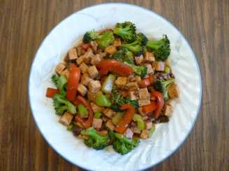 Tofu Hoisin With Broccoli, Red Pepper and Walnuts