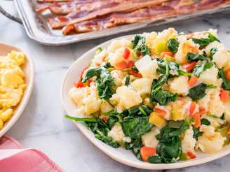 Cheesy Home Fries With Spinach and Peppers. #SP5
