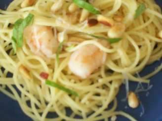 Angel Hair with Shrimp, Basil, and Toasted Pine Nuts