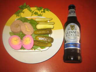 Pickled Egg Appetizer With Guinness Black Lager