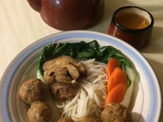Asian Chicken-Meatball & Rice Noodle Soup