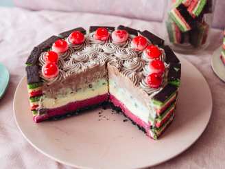 Rainbow Cookie Ice Cream Cake
