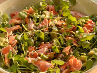 Salmon, Avocado, Watercress & Pumpkin Seed Salad