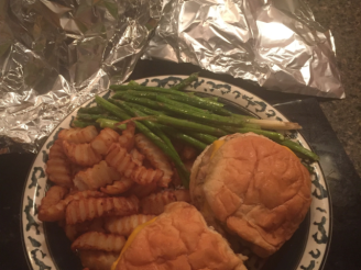 Turkey Cheeseburgers, Asparagus, and French Fries Quick Dinner