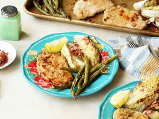 Sheet Pan Pork Milanese With Cabbage and Green Beans