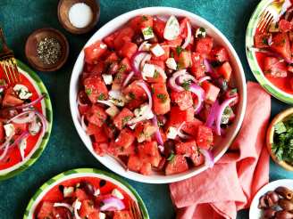 Watermelon, Feta and Black Olive Salad