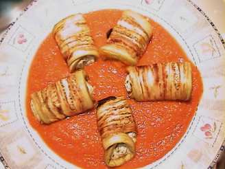 Eggplant Rolls filled with Basil and Cheese