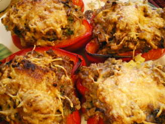 Vegetarian Baked Stuffed Red Bell Peppers