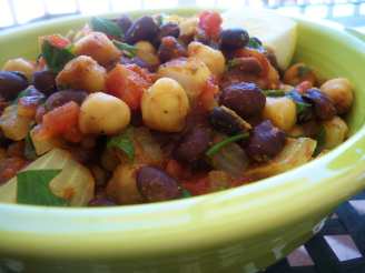 Curried Chickpeas and Black Beans-Low Fat