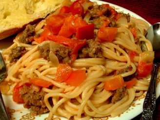 Spaghetti with Sausage and Peppers