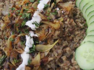 Lebanese Lentil/Rice Pilaf With Blackened Onions