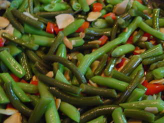 Sauteed Garlic Scapes (Or Green Beans)With Red Pepper & Almonds