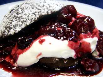 Chocolate Shortcakes With Sour Cherry Topping
