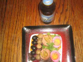 Pickled Egg Appetizer With Blue Moon Wheat Ale