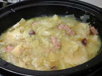 Slow Cooked Polish Sausage, Cabbage and Potato Soup