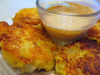 Cheese Potato Pancakes and Chili Sauce
