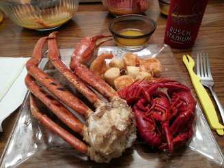 Grilled Snow Crab W/Shrimp, Scallops and Crawfish