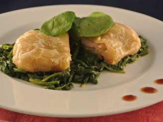 A1 Chicken Thighs En Croute on a Bed of Dijon Cooked Spinach #A1
