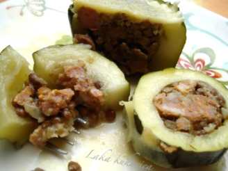 Zucchini Stuffed With Rice, Lentils, Parmesan Cheese and Fresh S