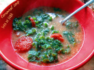 Cornmeal Soup With Collard Greens and Sausage (Sopa De Fuba)