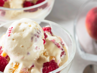 No-Churn Peach and Raspberry Ice Cream