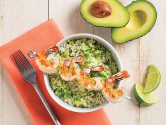 Avocado Lime Rice With Grilled Shrimp