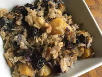 Baked Blueberry and Peach Oatmeal