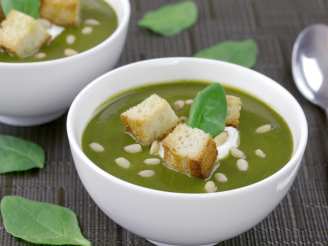 Creamed Spinach Soup with Pine Nuts