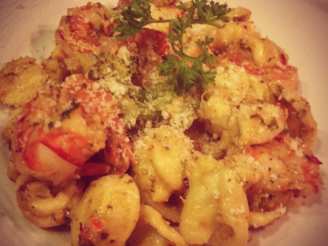 Shrimp and Veggie Pesto Pasta